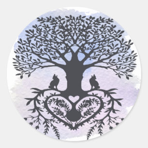 Sticker Rond Arbre de vie d'art populaire
