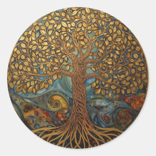 Sticker Rond Arbre de vie de William Morris Vintage Préraphaéli