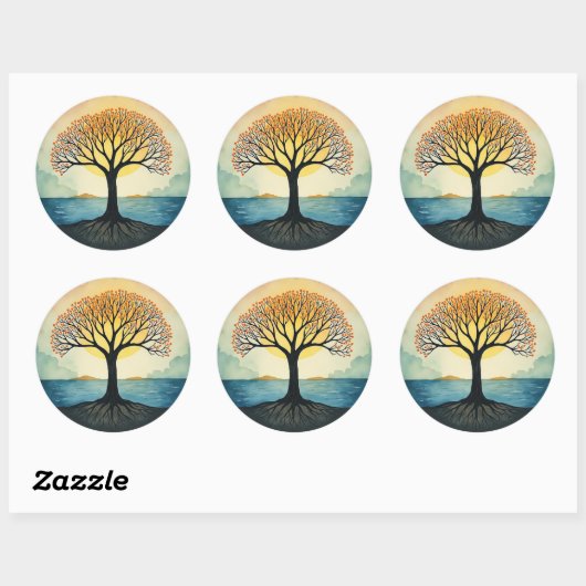 Sticker Rond ARBRE DE VIE Patch (Feuille)
