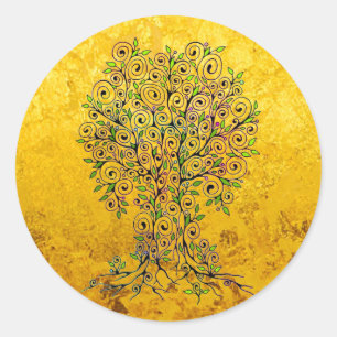 Sticker Rond Arbre De Vie - Spirales Fruits Feuille 1