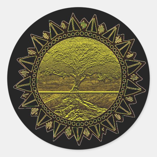 Sticker Rond Arbre de vie Sun Salutation (Devant)