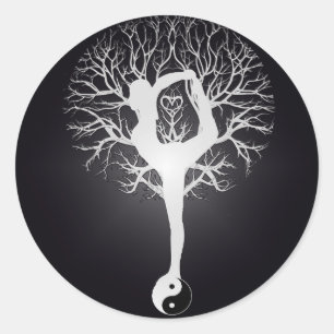 Sticker Rond Arbre de Yoga