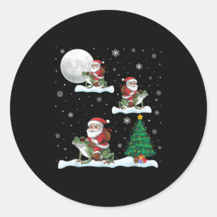 Sticker Rond Arbre d'éclairage de Noël Père Noël équitation Iso