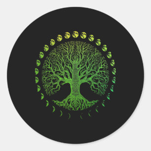 Sticker Rond Arbre Des Phases De Vie De La Lune Don - Jour des