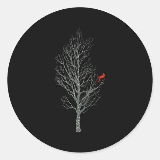 Sticker Rond Arbre d'hiver W Cardinal Bird (Devant)