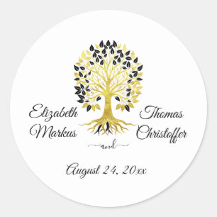Sticker Rond Arbre doré de la vie Mariage intemporel et sophist