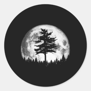 Sticker Rond Arbre E minimaliste de Pleine lune