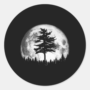 Sticker Rond Arbre E minimaliste de Pleine lune