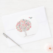 Sticker Rond Arbre en fleurs et oiseaux en amour (Enveloppe)