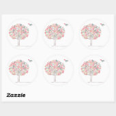 Sticker Rond Arbre en fleurs et oiseaux en amour (Feuille)
