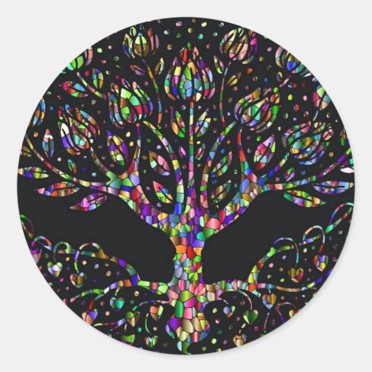 Sticker Rond Arbre En Verre De Faux De Prospérité (Devant)