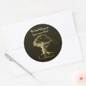 Sticker Rond Arbre et livre, jaune foncé (Enveloppe)