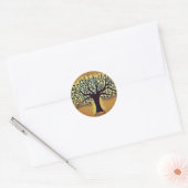 Sticker Rond Arbre face jaune paysage aquarelle (Enveloppe)