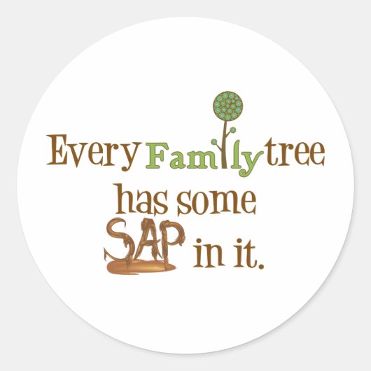 Sticker Rond Arbre familial amusant (Devant)