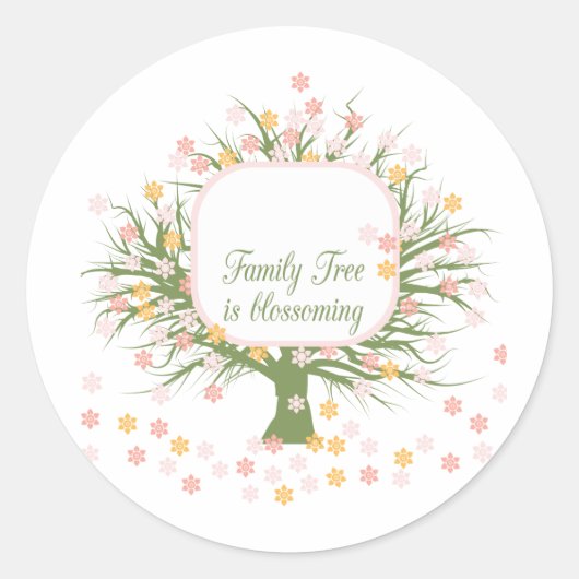 Sticker Rond Arbre familial en floraison (Devant)