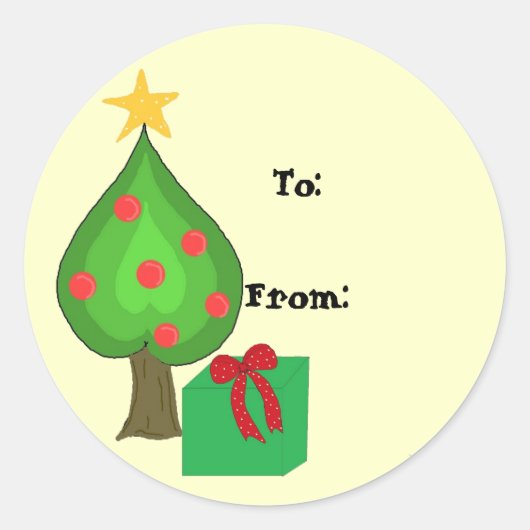 Sticker Rond Arbre Fantaisiste Avec Étoile (Devant)