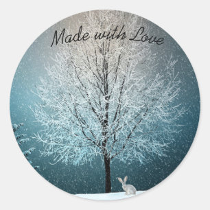 Sticker Rond Arbre givré le soir