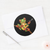 Sticker Rond Arbre grenouille Jouer drapeau espagnol Guitare No (Enveloppe)