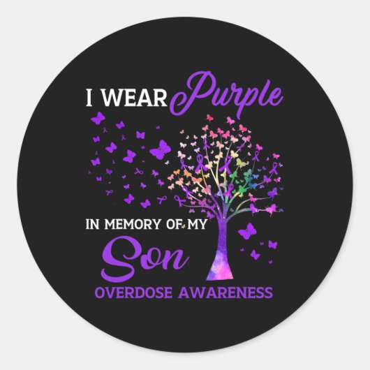 Sticker Rond Arbre Je Porte Une Mémoire Violette Du Fils Adjonc (Devant)