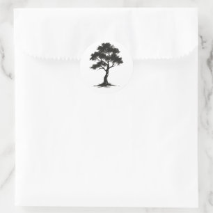 Sticker Rond Arbre minimaliste – Illustration de la nature au p