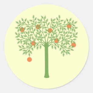 Sticker Rond Arbre orange stylisé