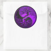Sticker Rond Arbre pourpre et noir de vie Yin Yang (Sac)