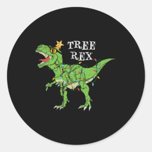 Sticker Rond Arbre Rex Dinosaur Drôle joli Pajama de Noël