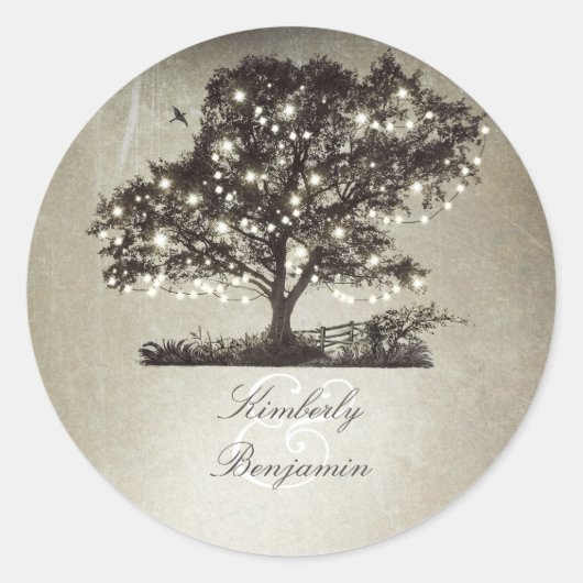 Sticker Rond Arbre rustique et Mariage lumineux (Devant)