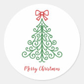 Sticker Rond Arbre simple avec bow Noël moderne (Devant)