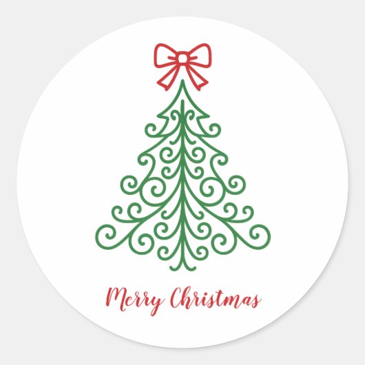 Sticker Rond Arbre simple avec bow Noël moderne (Devant)