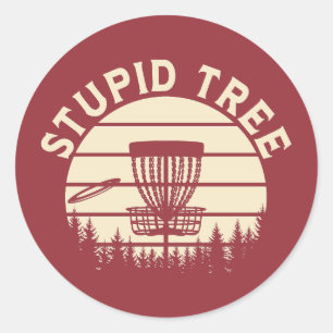 Sticker Rond Arbre Stupide Drôle Disque Golf Sports