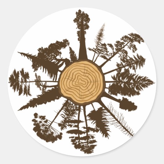 Sticker Rond Arbre Tronc Section de croissance Cercles Pins Arb (Devant)