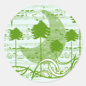 Sticker Rond Arbres de musique bleu (Devant)