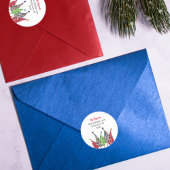 Sticker Rond Arbres de Noël Disco Adresse de Retour