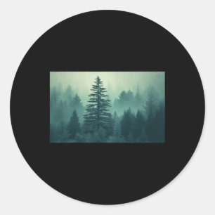 Sticker Rond Arbres de nuit Nature Extérieur Forêt Vert Montagn