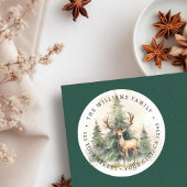 Sticker Rond Arbres de stade et de Noël aquarelle adresse de re