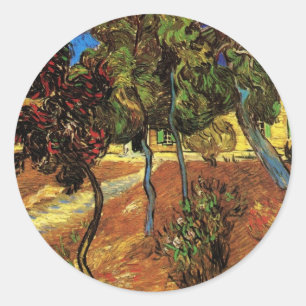 Sticker Rond Arbres de Van Gogh dans le jardin, hôpital Saint-P