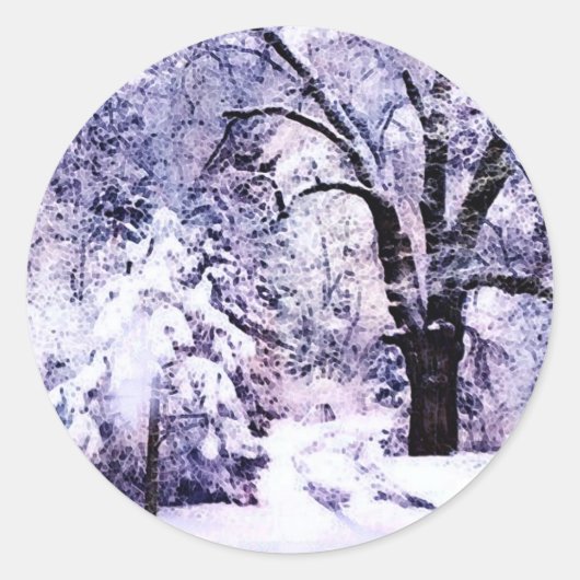 Sticker Rond Arbres en neige (Devant)
