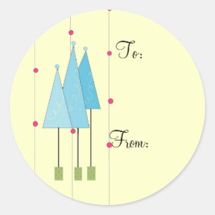 Sticker Rond Arbres fantaisistes bleus