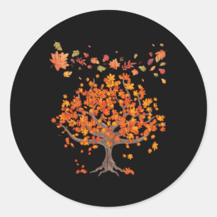 Sticker Rond Arbres forestiers Automne Feuilles Nature Automne