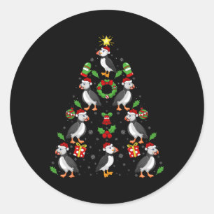 Sticker Rond Arbres Lumineux Macareux Noël Macareux de Noël