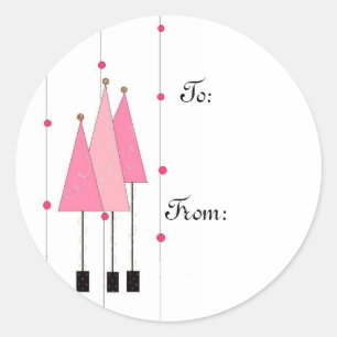 Sticker Rond Arbres lunaires roses