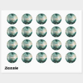 Sticker Rond Arbres verts en or (Feuille)