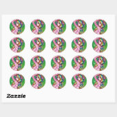 Sticker Rond Arc-choc Arc-en-ciel Pin-up fille (Feuille)