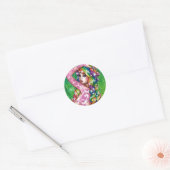 Sticker Rond Arc-choc Arc-en-ciel Pin-up fille (Enveloppe)