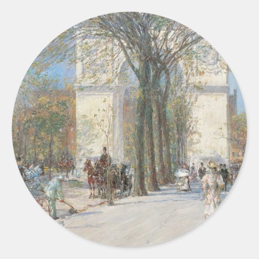 Sticker Rond Arc de Washington, Printemps par Frederick Childe (Devant)