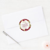 Sticker Rond Arc d'or princesse Florale Rouge Quinceanera (Enveloppe)