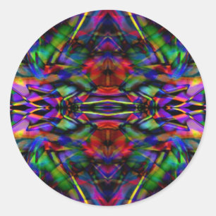 Sticker Rond Arc en arc-en-ciel Abstrait Fractal Art
