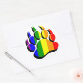 Sticker Rond Arc en arc-en-ciel de l'ours gris avec ombre noire (Enveloppe)