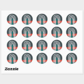 Sticker Rond Arc en arc-en-ciel, design boho abstrait (Feuille)